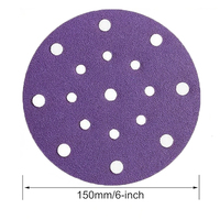 Disque de ponçage BILYX violet 150 mm en oxyde d'aluminium à crochets et boucles, grain moyen 1 mm, garantie OEM 3 ans pour voitures, céramiques et métaux