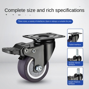 Rueda de goma TPE negra con rodamiento, rueda giratoria universal silenciosa y de alta resistencia para mesa de centro, con dirección plana y sin ruido. - Product Image 4