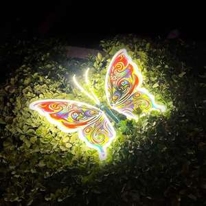 Bestseller Outdoor Garten Leuchtende Hochzeitsdekoration Schmetterling Bunte Simulierte Bewegliche Schmetterlingsflügel mit LED-Lichtern Solar - Product Image 6