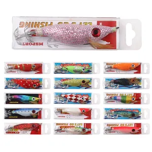 Newup Wholesale 16 colors 10cm 9g 4.0# best squid fishing jig hooks luminous wood Squid for fishing