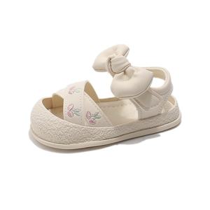 Sandales bébé fille avec semelles antidérapantes, chaussures de princesse pour filles, adaptées aux nourrissons, chaussures pour tout-petits avec nœud papillon - Product Image 1