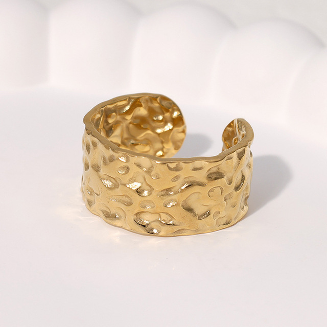 Irregular Wide Chunky 18k Gold Plated Finger Jewelry Rings for Women and Men