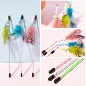 Mainan kucing hewan peliharaan tongkat kawat baja lentur mainan penggoda bulu kucing - Product Image 1