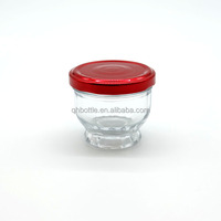 Pot à pudding en verre à pied court de 75 ml et 100 ml avec couvercle à vis en métal rose, base en forme de pétale, pour yaourt, gelée, nid d'oiseau, confiture