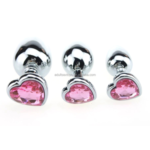 Meilleure vente 3 pièces/ensemble cristal bijou Plug Anal forme de coeur en acier inoxydable bouchons anaux usine en gros métal Plug Anal - Product Image 2