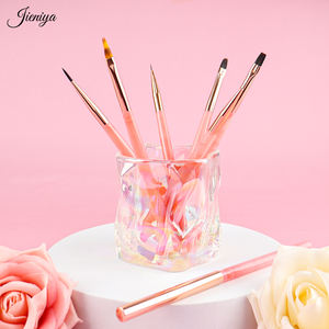 Juego de Pinceles de <span class=keywords><strong>Uñas</strong></span> con Mango de Mármol Rosa <span class=keywords><strong>2023</strong></span>, Precio de Fábrica, Pincel Francés con Pelo de Nailon, Virola Dorada, Pincel para Delineado de Poliuretano - Product Image 6