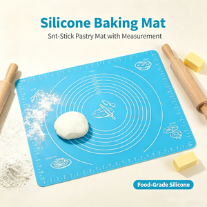 Tapis de pâtisserie en silicone antiadhésif avec règle graduée, cercles, pour étaler la pâte, tapis de cuisson réutilisable, facile à nettoyer, accessoires de cuisine - Product Image 1