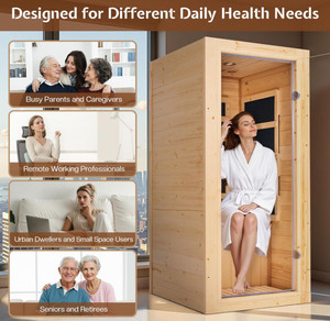 Sauna a Infrarossi Compatta Personalizzata per 1 Persona, Basse Emissioni EMF, 110V, Legno di Abete, per Casa e Appartamenti - Product Image 5