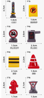 Jeu de jeu de circulation miniature DIY pour enfants, accessoire de tapis de jeu routier, accessoire de scène pour voitures miniatures, ensemble de jeu avec feux de circulation, cônes et hydrants, cadeau
