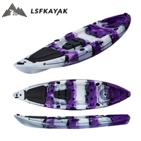 Lake River Bateau à rames simple en plastique pour 1 personne, kayak de pêche récréative moulé par Roto avec siège à pagaie et moteur