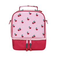 Sac à déjeuner isotherme pour enfants à imprimé cerises, sac isotherme à double compartiment avec bandoulière réglable