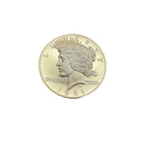 Pièce de monnaie commémorative personnalisée 1921 Peace Dollar plaquée or et argent bicolore, Réplique Liberté En Dieu Nous Confions, Cadeau OEM Vente en gros