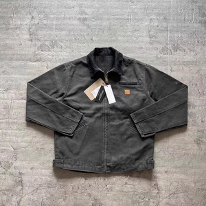 <strong>Jacket</strong> Detroit <strong>Denim</strong> Trucker Heavy Weight Construction Workwear Zip-Up Outerwear American Washed Heavyweight 100% Cotton Zipper - Product Image 4