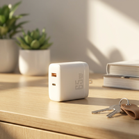 Chargeur GaN 65W Shenzhen Lvxiangyuan PD QC 3.0 USB Type-C Charge Rapide Double Port USB-A Approuvé ETL Prise US OTP OVP