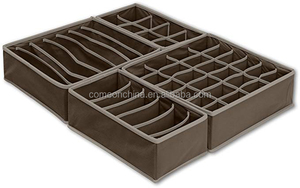 4-Set Foldable <b>Drawer</b> <b>Divider</b> Underwear Organizer Storage Box with Non-Woven Fabric & Nylon <b>for</b> Bras Socks Clothing Storage - Product Image 5