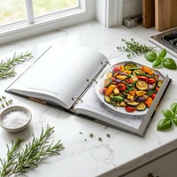Livre de recettes de cuisine personnalisé professionnel, reliure spirale cachée, couverture rigide, pages enduites anti-éclaboussures, impression de livres reliés