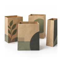 Sacs en papier kraft imprimés sur mesure, sans poignées, à fond carré, ouverture supérieure, pour usage commercial en traiteur, emballage à emporter