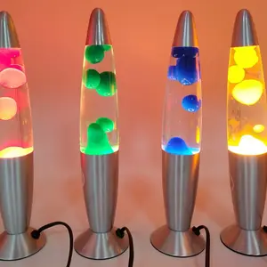 맞춤형 책상 램프 도매 로켓 유리 병 다채로운 반짝이 알루미늄 몸 장식 led 용암 램프