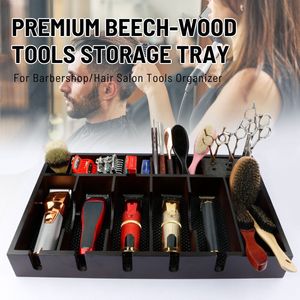 Cắt tóc công cụ tông đơ chủ Organizer hộp tre gỗ 6 khía chuyên nghiệp Salon Kéo Organizer barbers'clipper khay - Product Image 2