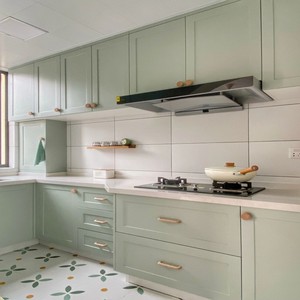 Cuisine intégrée LDK, <span class=keywords><strong>aménagement</strong></span> ouvert semi-ouvert, design en U ou en L, armoires sans poignées, plan de travail en dalle, panneau écologique ENF - Product Image 1