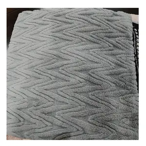 The new 2024 faux fur fabric wholesale Stripe Rabbit Fur Faux fabric free sample polyester plush fabric