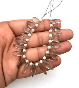Hilo de 17 piezas de alta calidad de cuentas de Briolette con forma de marquesa facetadas de piedras preciosas de cuarzo ahumado marrón Natural - Product Image 1