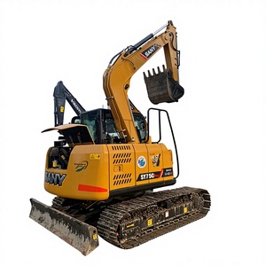 Mini-excavatrice sur chenilles d'occasion SY75C, 8 tonnes, moteur Isuzu, pompe, haute puissance de creusement, emballage allemand, godet, brise-roche - Product Image 1