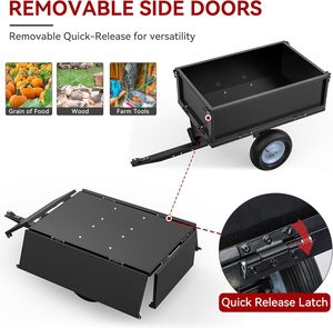 Xe kéo đổ thùng thép hạng nặng <span class=keywords><strong>10</strong></span> feet khối màu đen, xe kéo đa năng dùng cho máy cắt cỏ, làm việc sân vườn - Product Image 3