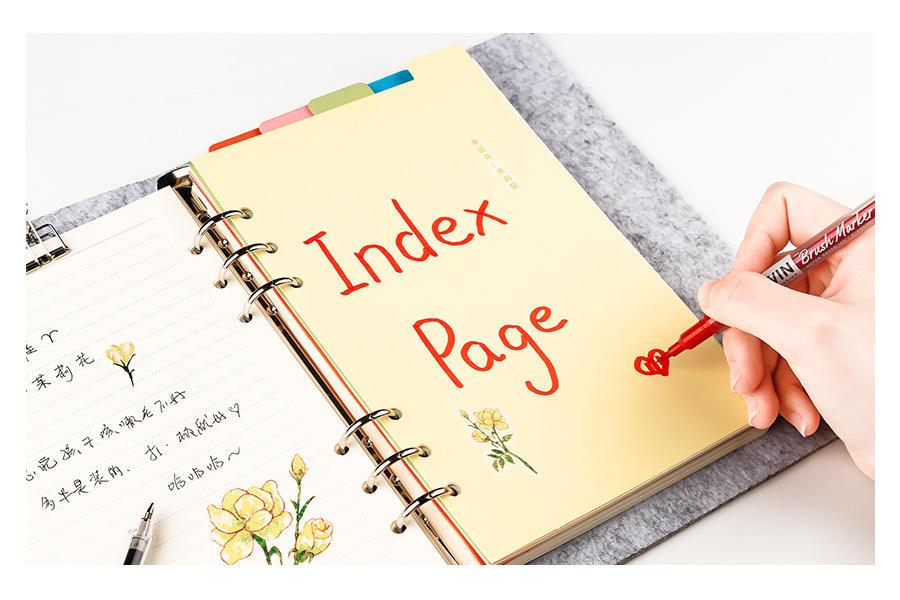 B5 A7 A4A5カラーペーパー挿入可能インデックスページ半透明バインダー