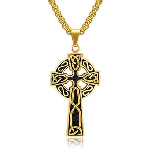 Vintage <strong>Celtic</strong> <strong>Cross</strong> <strong>Necklace</strong> Viking Ireland Mens Engraved <strong>Necklaces</strong> Stainless Steel AmuletJewelry - Product Image 3