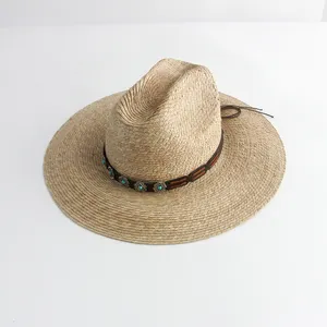 Unisex Large Mexican Flat Brim Cowboy Hat Sun Shade UV Protection Beach Caps Resort Straw Panama Hats