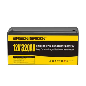 Batterie Lifepo4, 12V, 300ah, pour système solaire, caddie de golf, accumulateur 12V, 300ah