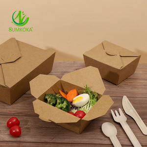 Sumkoka BPI thực phẩm dùng một lần container Kraft Hộp Ăn Trưa thức ăn nhanh bao bì Kraft nâu lấy đi thực phẩm container hộp giấy - Product Image 6