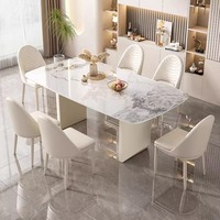 Tables à dîner rectangulaires contemporaines avec plateau en pierre frittée à motif paysager unique pour salle à manger haut de gamme – Vente en gros