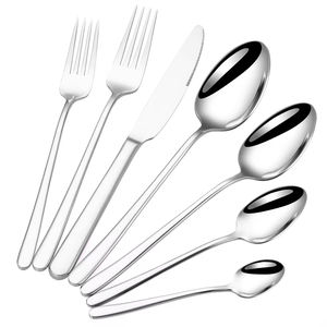 Vente chaude Talheres <span class=keywords><strong>Inox</strong></span> 7 pièces <span class=keywords><strong>Table</strong></span> complète complète ensemble de couverts de luxe nordique ensemble d'argenterie en acier inoxydable - Product Image 1