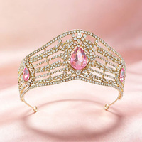Großhandel Gold-Legierung Strass-Tiara, Blaue Saphir-Kristallkrone, Braut Hochzeit Festzug Damen Kopfschmuck