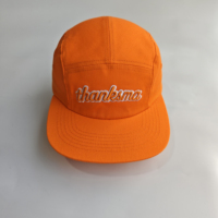 Casquette de baseball 5 panneaux en sergé de coton non structurée à visière plate, avec broderie 3D personnalisée, style streetwear, OEM ODM, vente en gros, casquette de camping