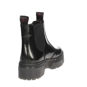 Stivaletti neri WL22581A da donna con zeppa 5cm allacciati Slip-On in vera pelle di cotone e gomma moda termica autunno inverno - Product Image 3