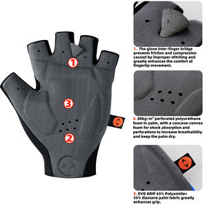Darevie Guantes de Ciclismo de verano Guantes de ciclismo de carretera Guantes de Ciclismo de medio dedo Interfaz elástica italiana Equipo <span class=keywords><strong>Palma</strong></span> - Product Image 4