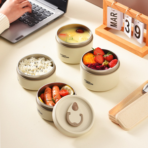 Wadah termos termos termos makanan vakum baja tahan karat kustom kotak Bento sekolah siswa pegangan tangan terisolasi wadah makanan mangkuk nasi - Product Image 1