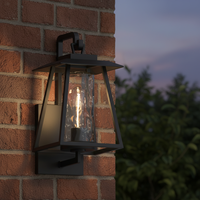 Lanterne murale extérieure OEM ODM en acier inoxydable, 1 lumière, noir mat, abat-jour en verre trempé, style moderne pour jardin et porche