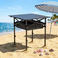 Table pliante portable réglable en hauteur, plateau imperméable, empilable, carrée, pour pique-nique en plein air, barbecue, camping-car, directement de l'usine