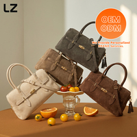 Sac à main en cuir suédé véritable LZ avec logo personnalisé, sac à bandoulière vintage en suédine souple pour femme, grand sac fourre-tout, marque privée