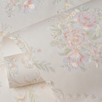 Grande Vente Papier Peint Moderne Rétro Stéréo 3D Gaufré Auto-Adhésif Non-Tissé Fleur Pastorale Murale Décollable et Repositionnable