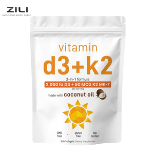 Cápsulas de Gel Suave con Vitamina D3 + K2 MK7, <span class=keywords><strong>2000</strong></span> UI de D3 y 50 mcg de K2, Apoyo para Huesos e Inmunidad, para Adultos, Marca Privada OEM - Product Image 1