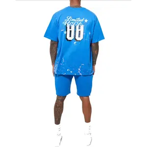 Wholesale Tshirt And Shorts Set Men Custom High Quality T Shirt And Shorts Set Unisex Printed Logo Plus Size Shorts Set