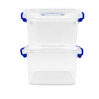 Boîte de rangement transparente Yunuoxi 28 cm, conteneur en plastique empilable avec clips de verrouillage bleus, LFGB sans BPA, vente en gros d'usine