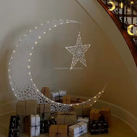Décoration d'intérieur PAFU, support de lampe en bois avec lune et étoiles, lumières de bienvenue islamiques, 90 cm, réutilisable