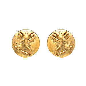 ต่างหูรูปดอกบัวชุบทองสวยงามของขวัญตามสมัยนิยมทางศาสนาสำหรับผู้หญิงสำหรับงานเลี้ยง - Product Image 1