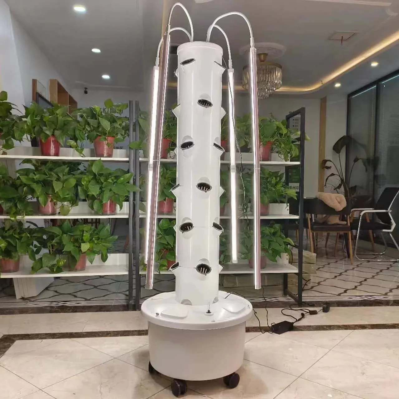 Sistema de torre hidropônica para uso doméstico, fácil operação, com 24 plantas, verde, frutas, sistema pequeno de torre para uso interno, ideal para jardim doméstico